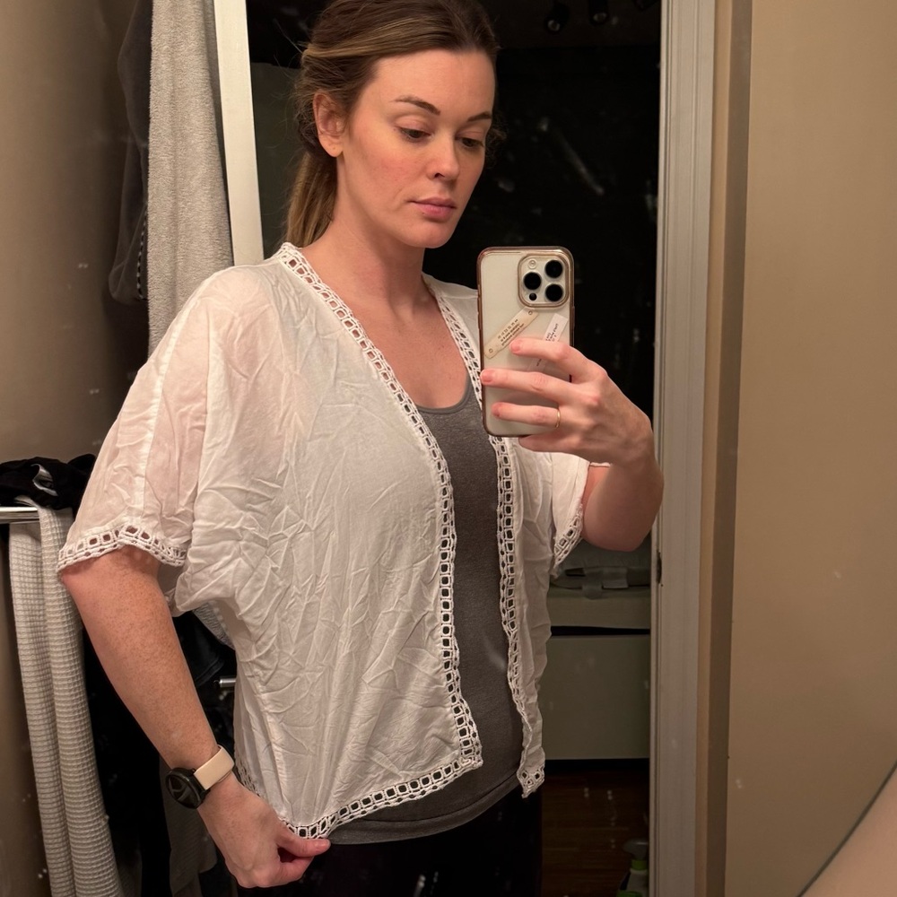 White Lace Trim Blouse